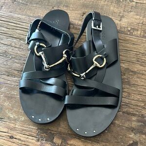 Gucci Black Leather Sandals